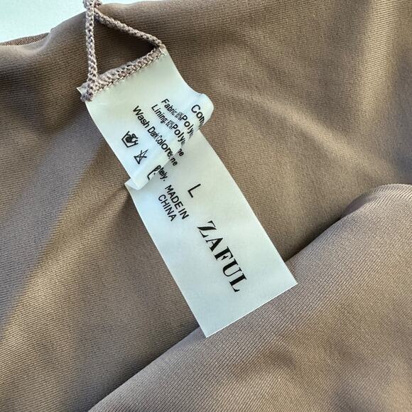 zaful brown bikini set size large textured push up top tie side bottoms nwt - Picture 2 of 8